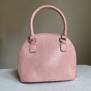 ASOS Pink Top Handle Bowler Bag Purse w/ Crossbody Strap Faux Snakeskin Preppy